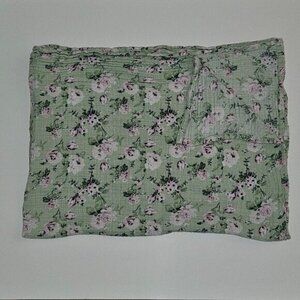 Modern Baby Green Purple Floral Muslin 100% Cotton Swaddle Blanket Lovey 27x36
